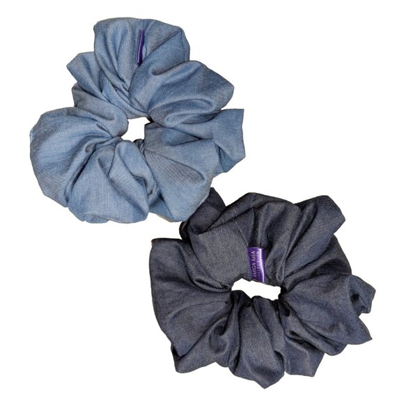 Light blue denim large scrunchie hand crafted - Picture 6 of 6